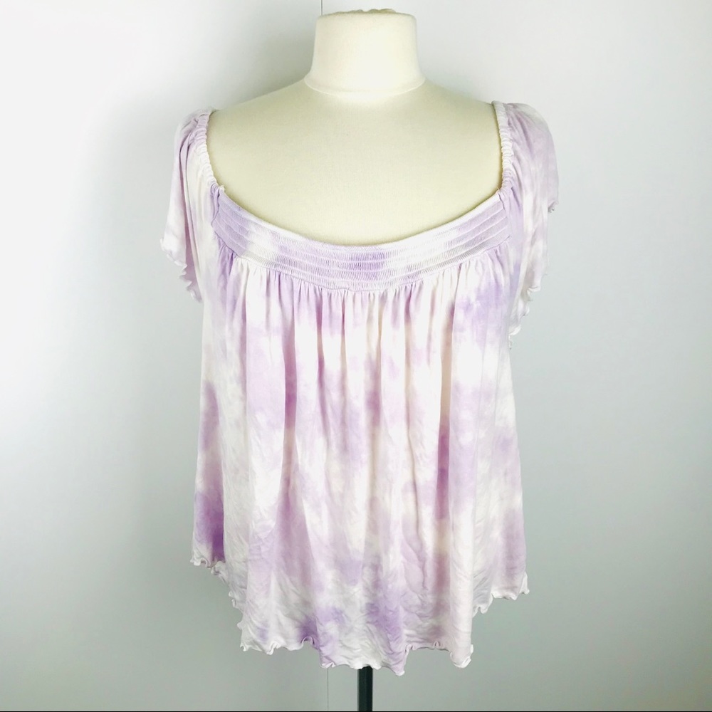 AE Soft & Sexy Purple Tie Dye Off Shoulder Top